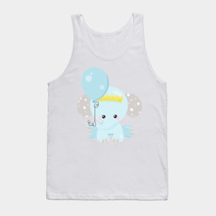 Cute Elephant, Elephant With Balloon, Crown, Stars Tank Top